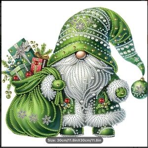 NWT GREEN GNOME DIAMOND ART SIZE 11..8 x 11.8.  GREAT GIFT IDEA